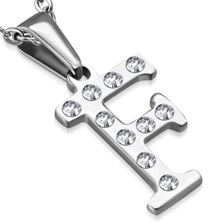 Stainless Steel Alphabet Initial Letter Crystals Pendant